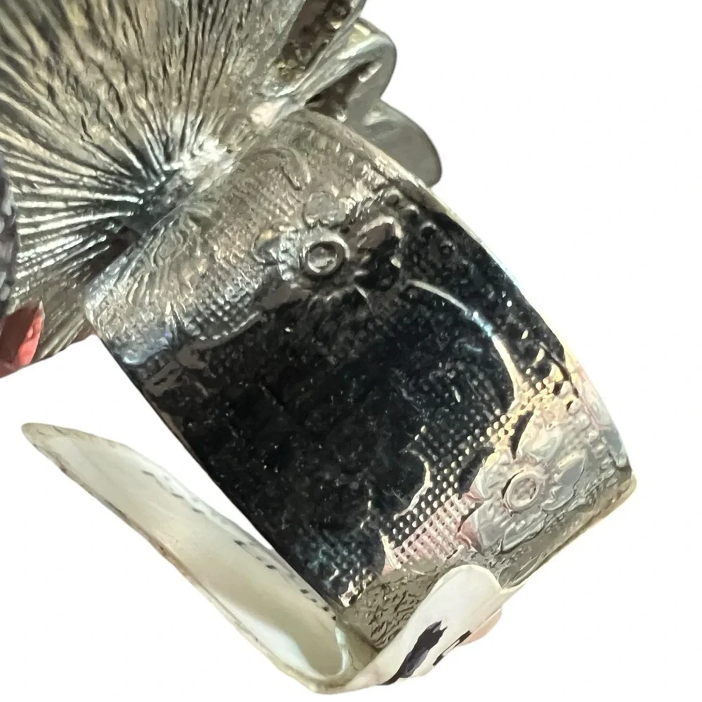 New Tutti Frutti Rhodium Black/White Butterfly Cocktail Ring Size 7